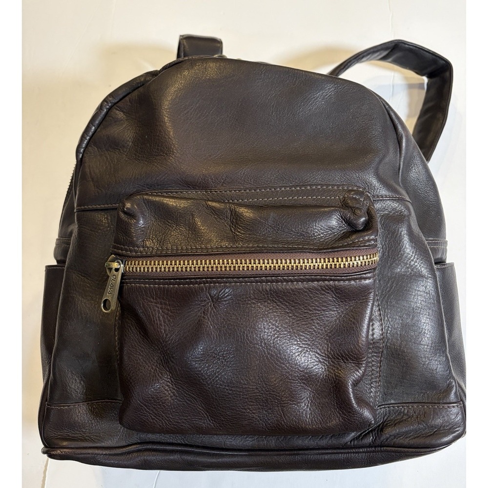 Clava Brown Pebbled Leather Backpack Business Laptop Bag